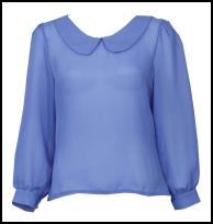 Blue Sheer Peter Pan Collared Blouse.