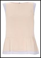 Pastel Blocked Silk Pleated Peplum Shell Top.