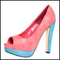 Boohoo Colour Clash - Coral & Blue Peep Toe Shoe.
