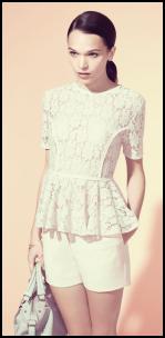 Lace Peplum Top & Cream Shorts - Warehouse.