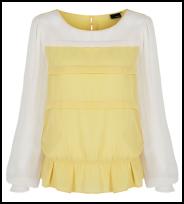 Lemon & White Pleated Peplum Top.