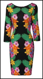 Mirror Print Tropical Bodycon Dress.