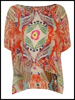 Orange Loose Silk Kaftan Top Blouse.