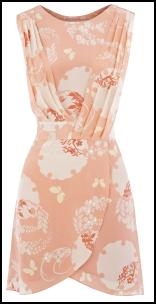 Oasis Peach Print Pleat Wrap Dress.