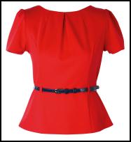  Savida - Curved Peplum Red Top Dunnes Store.