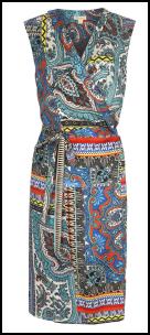 Monsoon Koscian Scarf Print Wrap Blue Dress.