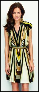 Yellow Black Stripe Geometric Print Dress.