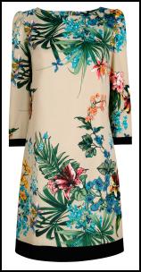 Tropical Leaves Border Print Dress.