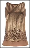 Oasis Bronze Leather Laser Cut Lace Top.