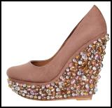 Nude Beaded Wedge Shoe.