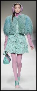 Colourful fur jacket from Blugirl catwalk fashion.
