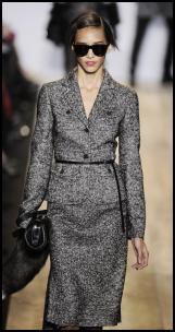 Ladylike Grey Tweed Fitted Waist Skirt Suit By Kors.