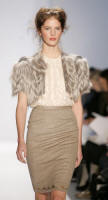 Tan white fox bolero by Jeffrey Chow