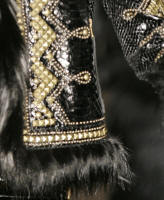 Roberto Cavalli�s fox trim Russian jacket detail