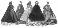Picture of 5 cloaks 1850s. Costume history and fashion history of cloaks.