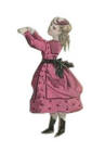 1868 Girl in soft bustle dress