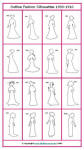 1900 to 10 alternative white outline silhouettes for costume work.