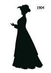 1904 black silhouette for costume stencils and collage work.