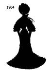 1904 black silhouette for costume stencils and collage work.