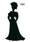 1905 black silhouette for costume stencils and collage work.