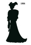 1906 black silhouette for costume stencils and collage work.