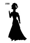 1908 black silhouette for costume stencils and collage work.