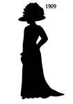 1909 black silhouette for costume stencils and collage work.