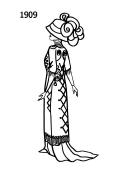 Line drawing of late  Edwardian style dress - 1909