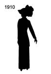 1910 black silhouette for costume stencils and collage work.
