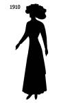 1910 black silhouette for costume stencils and collage work.