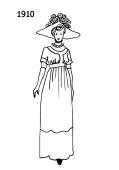 Line drawing of late Edwardian style empire dress - 1910