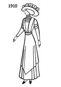 Line drawing of late Edwardian dress - 1910