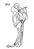 Line drawing of exotic lavish fur trimmed coat - 1912