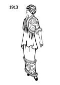 Line drawing of tiered dress - 1913