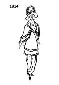 Line drawing of the fashion history era 1914