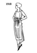 Silhouette line drawing of dress  - 1918