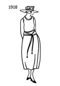 Silhouette line drawing of dress  - 1918