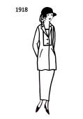 Silhouette line drawing of slim suit  - 1918