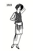 Silhouette line drawing of dress  - 1919