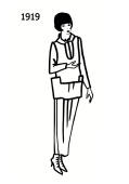 Silhouette line drawing of dress  - 1919