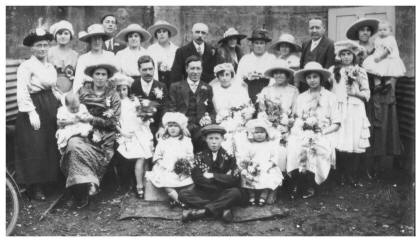 1920s Wedding Photo of Large Group - The Bridal Party 1921