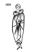 Silhouette line drawing of cocoon coat - 1924