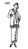Silhouette line drawing of long drop waisted knit suit - 1925