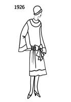 Silhouette line drawing of dress - 1926