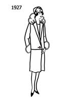 Silhouette line drawing of at knee coat - 1926
