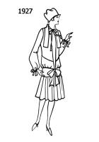 Silhouette line drawing of at knee dress - 1927