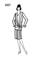 Silhouette line drawing of at knee dress - 1927