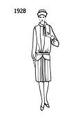 Silhouette line drawing of dress -1928
