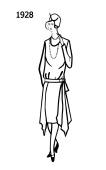 Silhouette line drawing of dress -1928