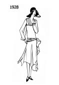 Silhouette line drawing of dress -1928